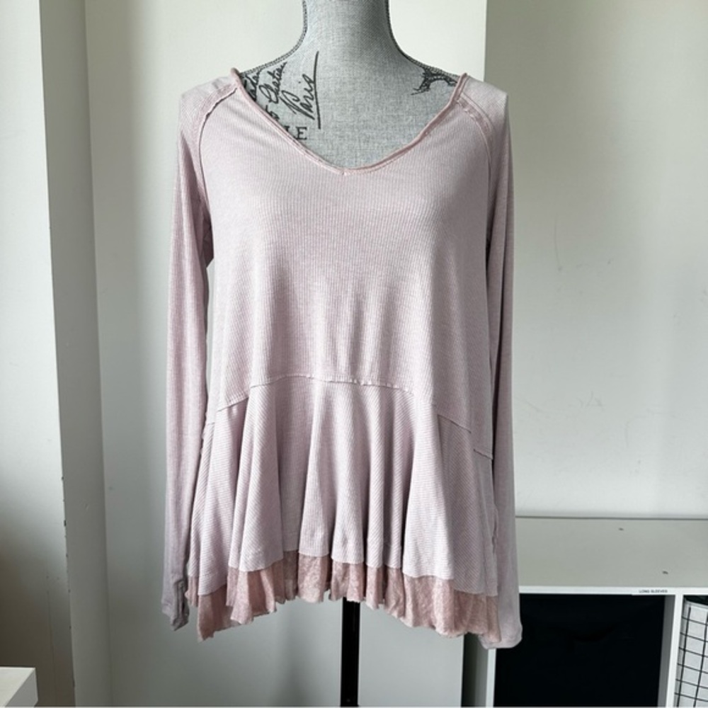 We The Free by Free People Tangerine Peplum Top – Dusty Rose (XS) oversized